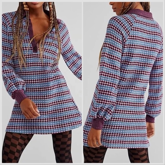 FREE PEOPLE purple chenille Maggie dress, M. - Picture 3 of 15